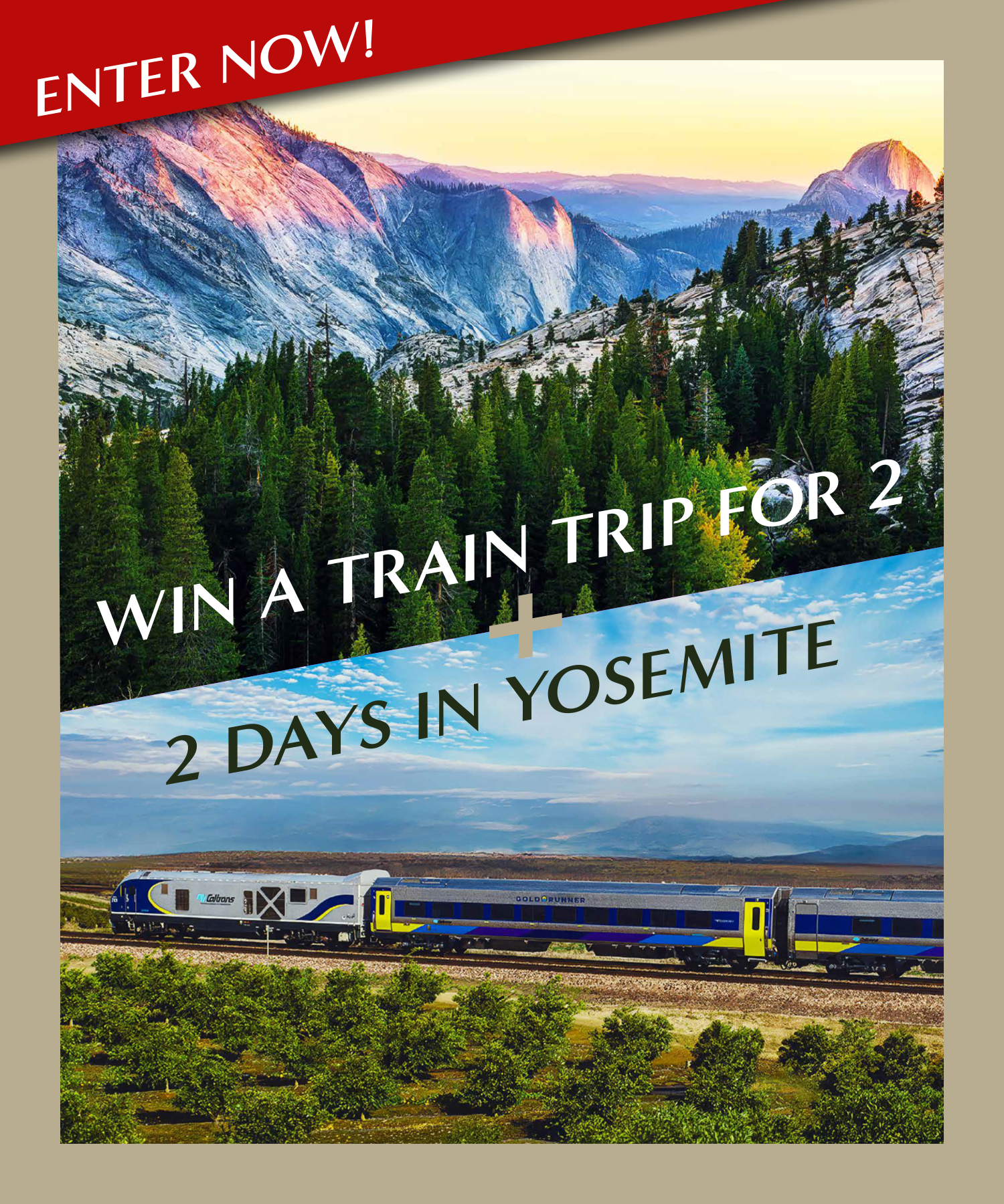 Original Yosemite rail journey sweepstakes artwork